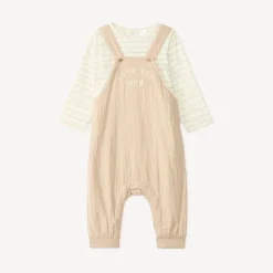 Set jongens baby: salopette + t-shirt met lange mouwen met berenmotief