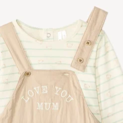 Set jongens baby: salopette + t-shirt met lange mouwen met berenmotief