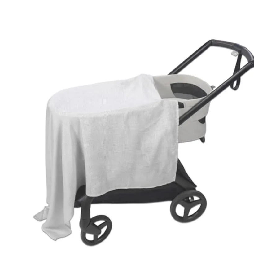 Set katoenen en mousseline lakens voor draagmand en wiegje Little Bloom Vichy Grijs 2stks