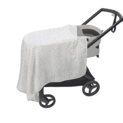 Set katoenen en mousseline lakens voor wieg en draagmand Little Bloom Flowers Gris 2stks