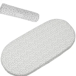 Set katoenen en mousseline lakens voor wieg en draagmand Little Bloom Flowers Gris 2stks