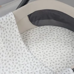 Set katoenen en mousseline lakens voor wieg en draagmand Little Bloom Flowers Gris 2stks