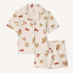 Set korte pyjama’s in interlock met kerstprint meisjes