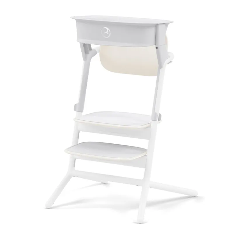 Set leertoren voor hoge stoel Lemo all white met siliconen matten