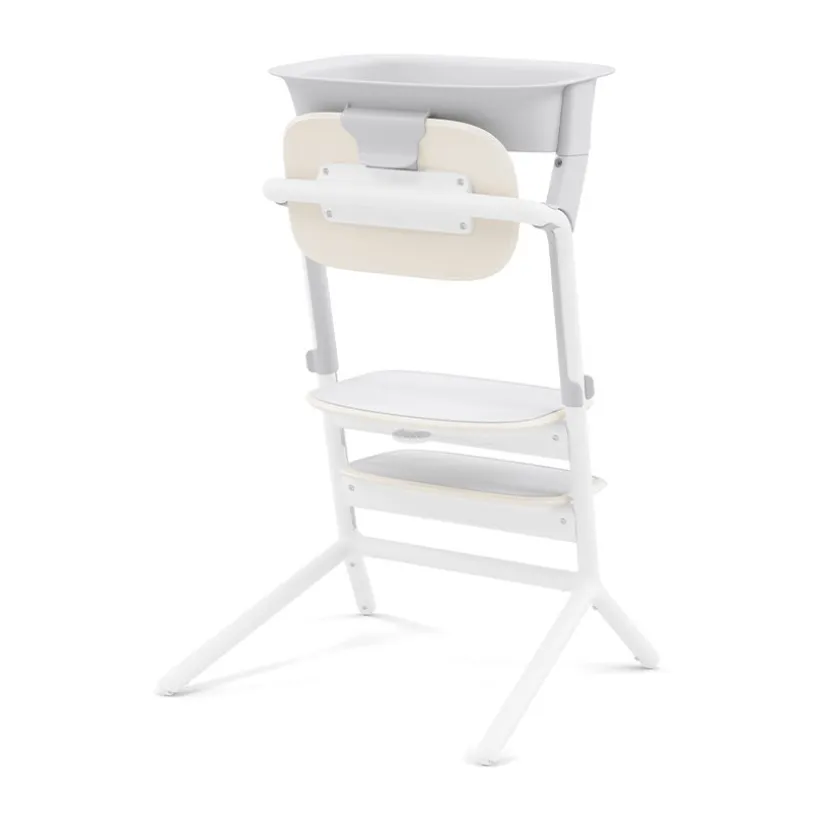 Set leertoren voor hoge stoel Lemo all white met siliconen matten
