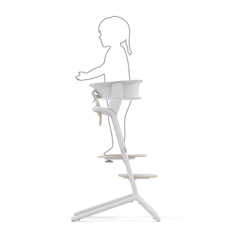 Set leertoren voor hoge stoel Lemo all white met siliconen matten