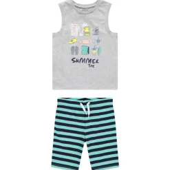 Set met mouwloos T-shirt geest zomer en gestreepte bermuda
