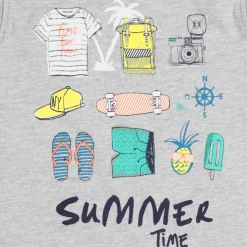 Set met mouwloos T-shirt geest zomer en gestreepte bermuda