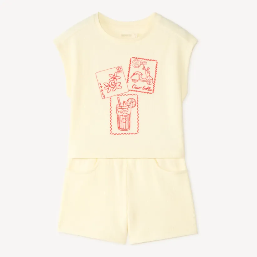 Set met tanktop en short met borduurwerk meisjes