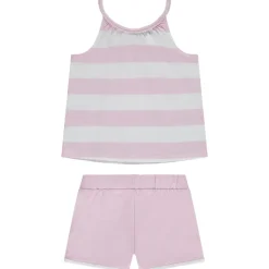 Set mouwloos gestreept fantasie topje met pailletten + short meisjes