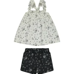 Set Mouwloos Topje + Short Met Fantasieprint Vogels Voor Baby Meisje