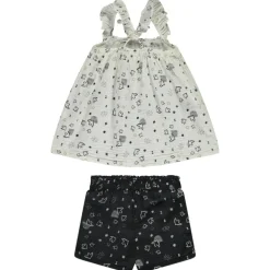 Set Mouwloos Topje + Short Met Fantasieprint Vogels Voor Baby Meisje