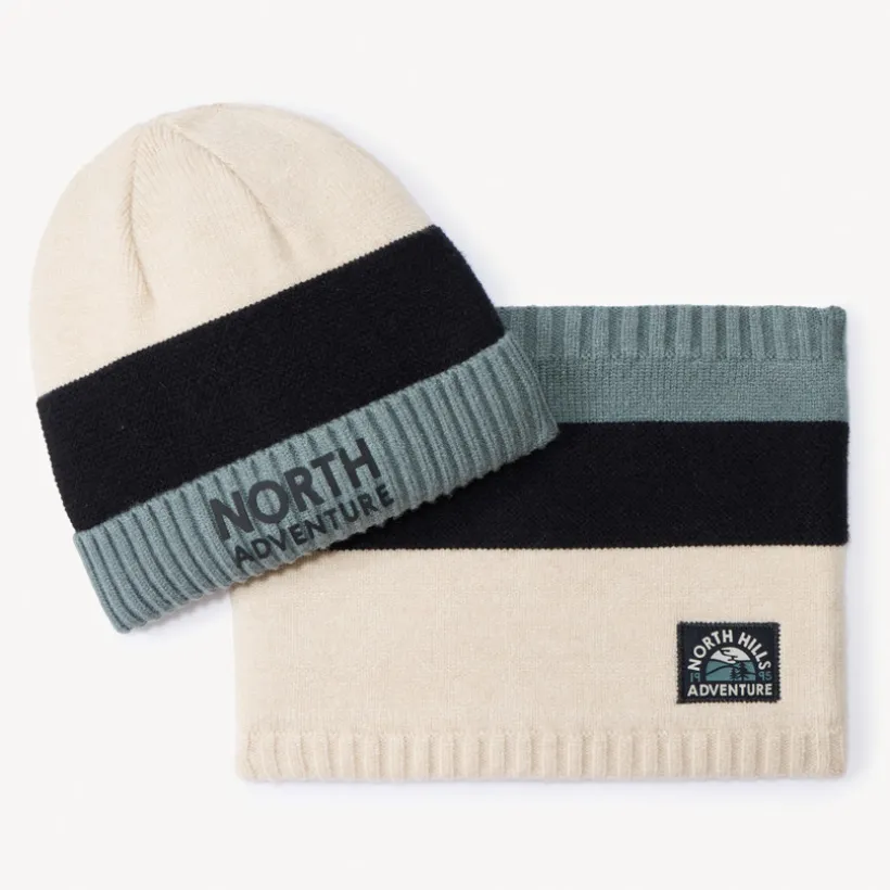 Set muts en snood met colourblock effect jongens