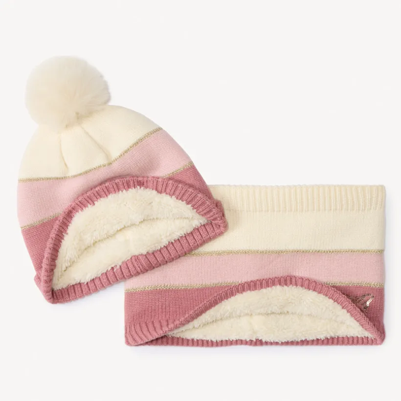 Set muts en snood met colour block effect en vlinderprint meisjes