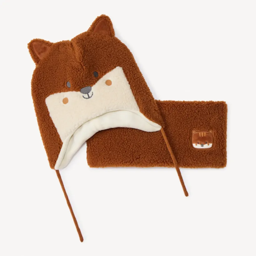 Set muts en snood vos fantasie voor babyjongens