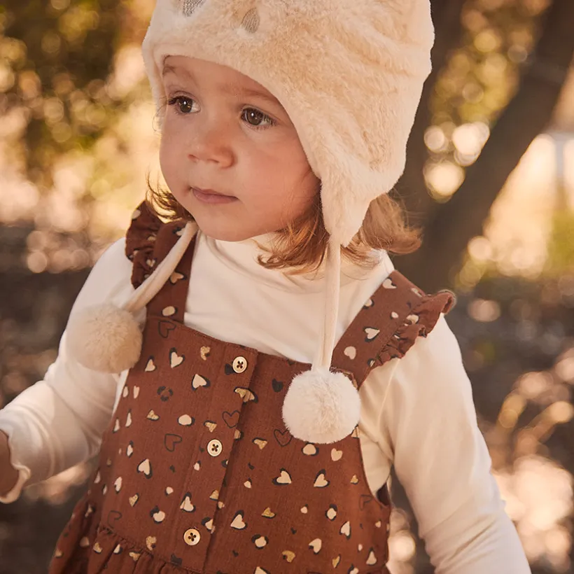 Set muts, snood en wanten in sherpa voor babymeisje