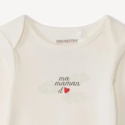 Set naissance 3 pièces Ma maman d'amour voor baby met muts, body met lange mouwen en pyjama in interlock groen met wolkenprint en tekstprint Ma maman d'amour