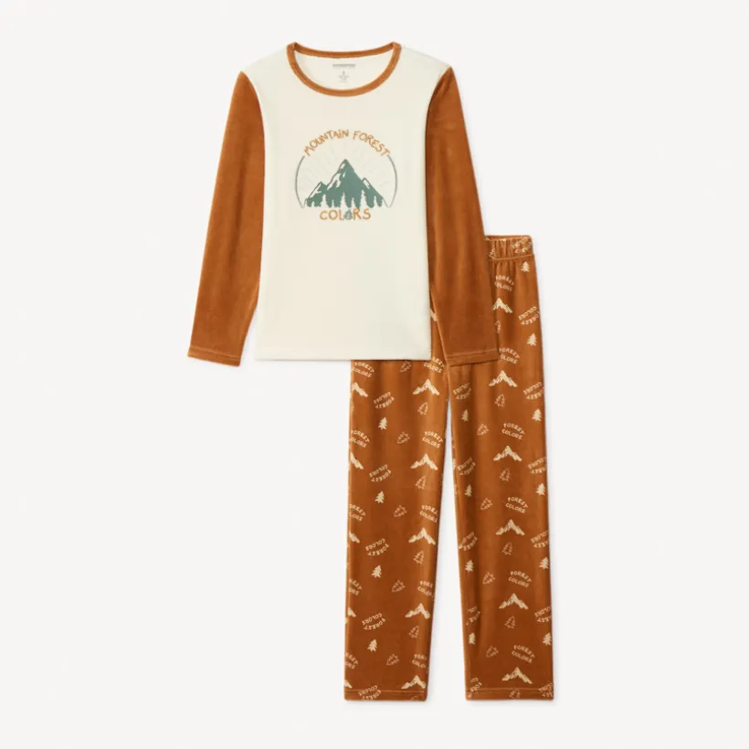 Set pyjama 2-delig in zacht fluweel jongens met fantasieprint