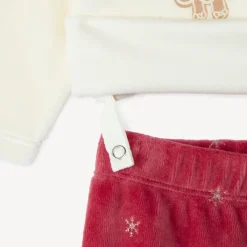 Set pyjama fluweel kerst voor babymeisje met afwerkingen volgens leeftijd