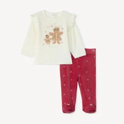 Set pyjama fluweel kerst voor babymeisje met afwerkingen volgens leeftijd