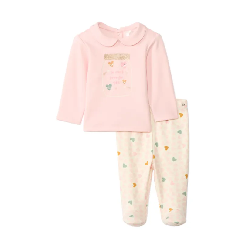 Set pyjama in sherpa-gevoerd fluweel voor babymeisje met afwerking volgens leeftijd