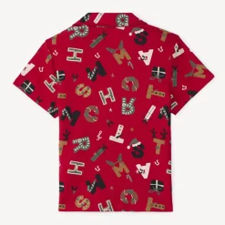 Set pyjama kort in interlock met kerstprint jongens