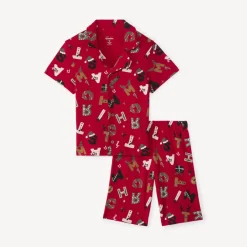 Set pyjama kort in interlock met kerstprint jongens