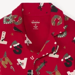 Set pyjama kort in interlock met kerstprint jongens
