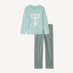 Set pyjama lange in jersey met kayakprint jongens