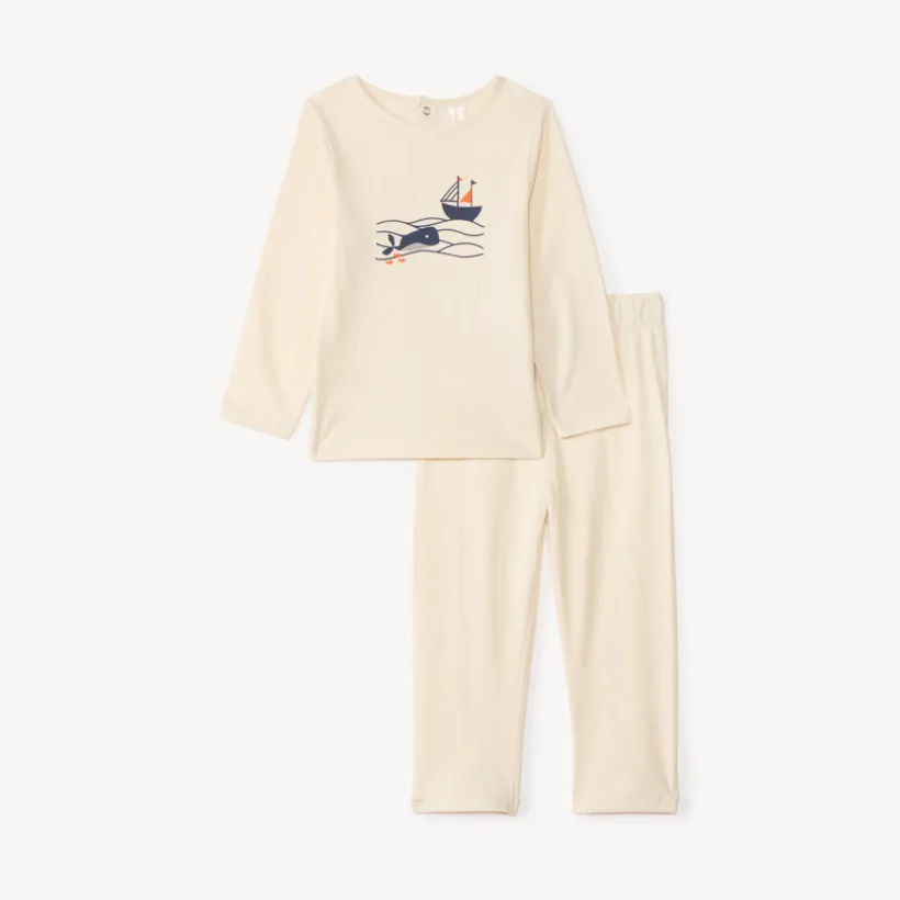 Set pyjama lange van bedrukt jersey voor jongen.
