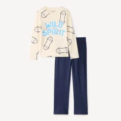 Set pyjama lang in jersey met skatemotieven jongens