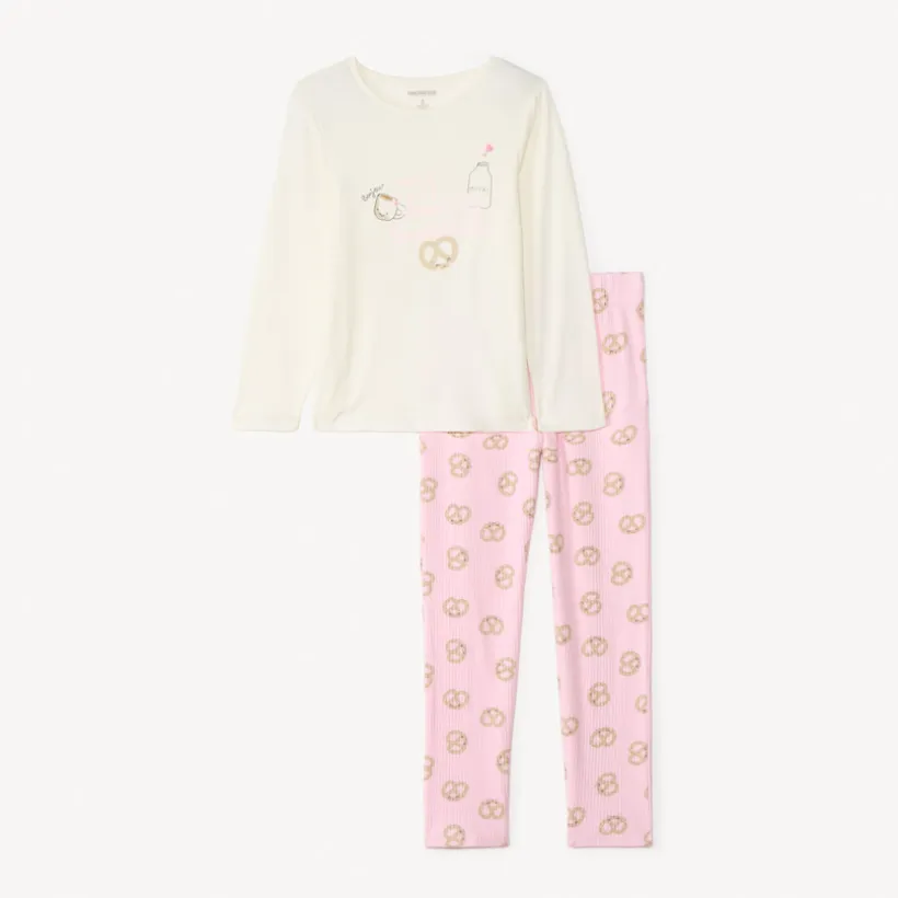 Set pyjama lang met kawaii pretzelmotief meisjes