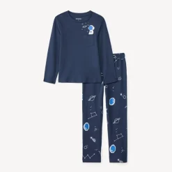 Set pyjama lang met ruimteprint jongens