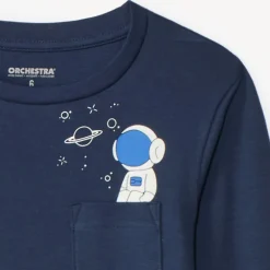 Set pyjama lang met ruimteprint jongens