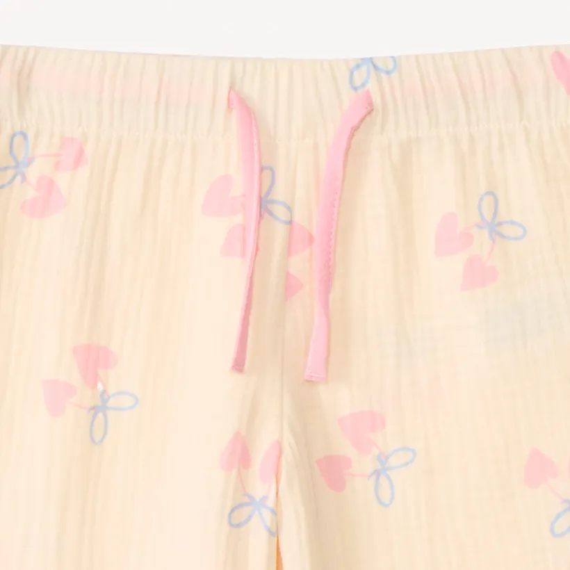 Set pyjama lang ribbed met kersen/hartjesmotieven meisjes