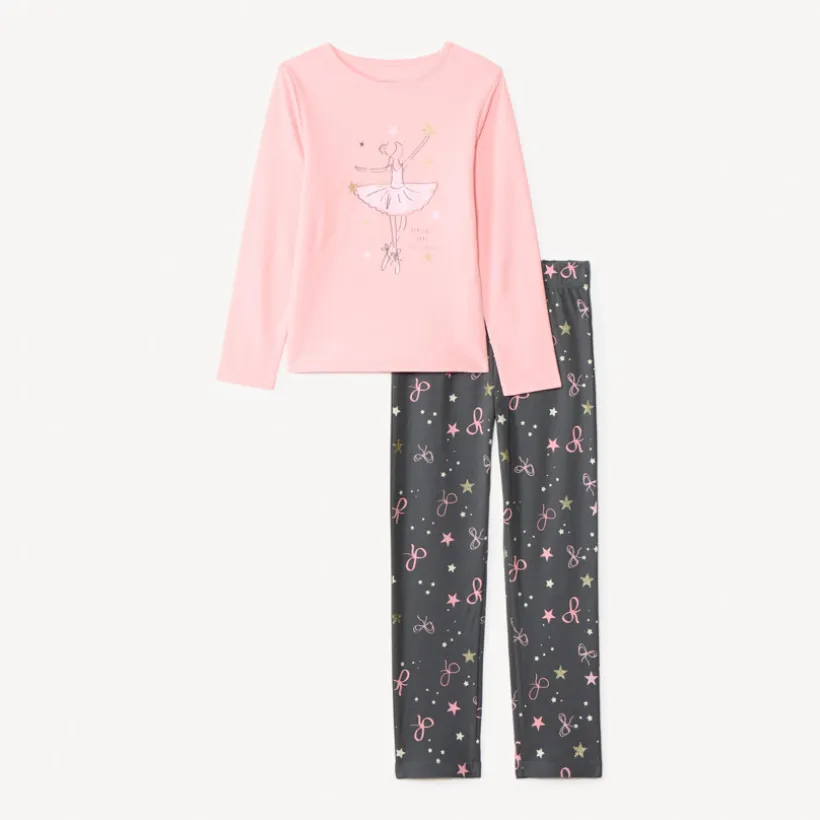 Set pyjama met ballerina-print meisjes