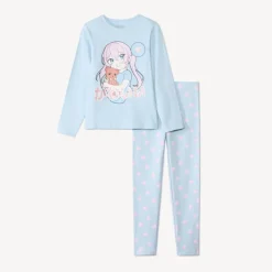 Set pyjama met manga-print en overal hartjesprint meisjes