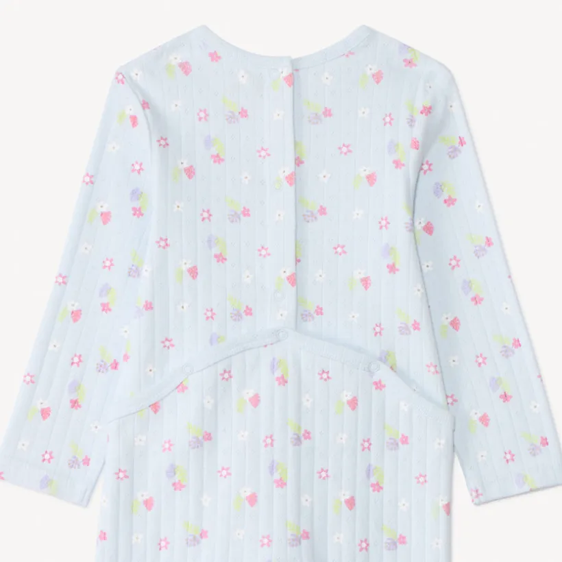 Set pyjama met slabbetje met bloemenprint voor babymeisje en verschillende sluitingen volgens leeftijd