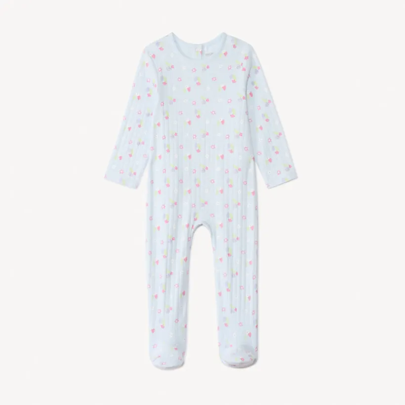 Set pyjama met slabbetje met bloemenprint voor babymeisje en verschillende sluitingen volgens leeftijd