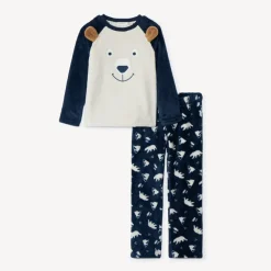 Set pyjama speels berenmotief in sherpa jongens