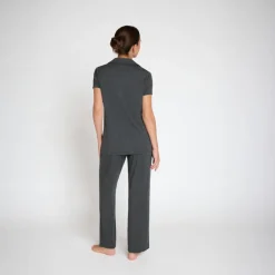 Set pyjama zwangerschapsjersey effen met borduurwerk