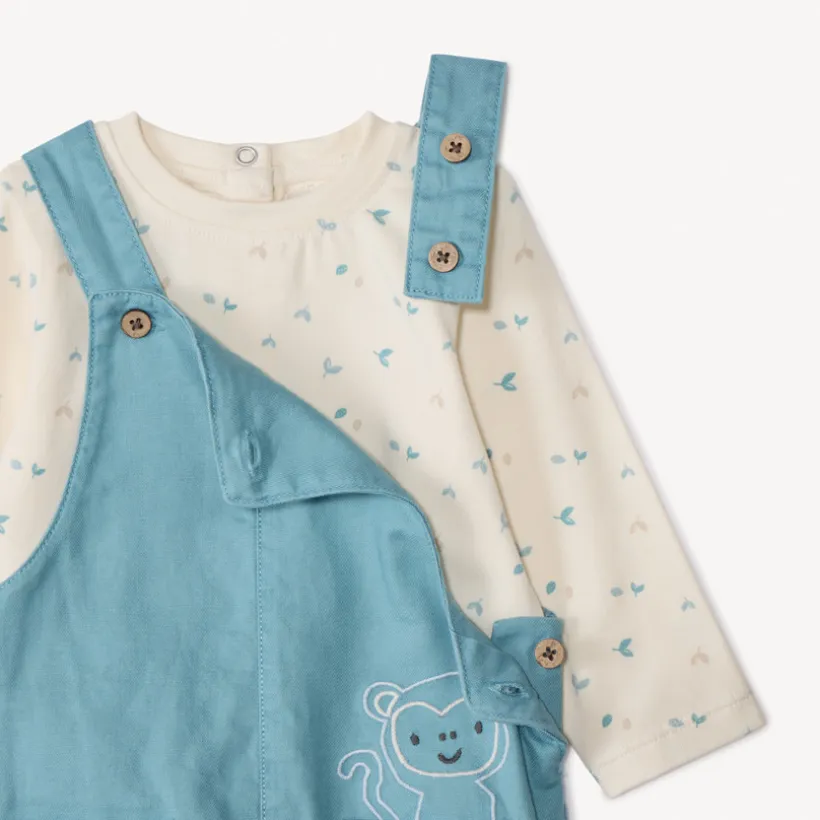 Set salopette uni met lange mouwen t-shirt voor babyjongens