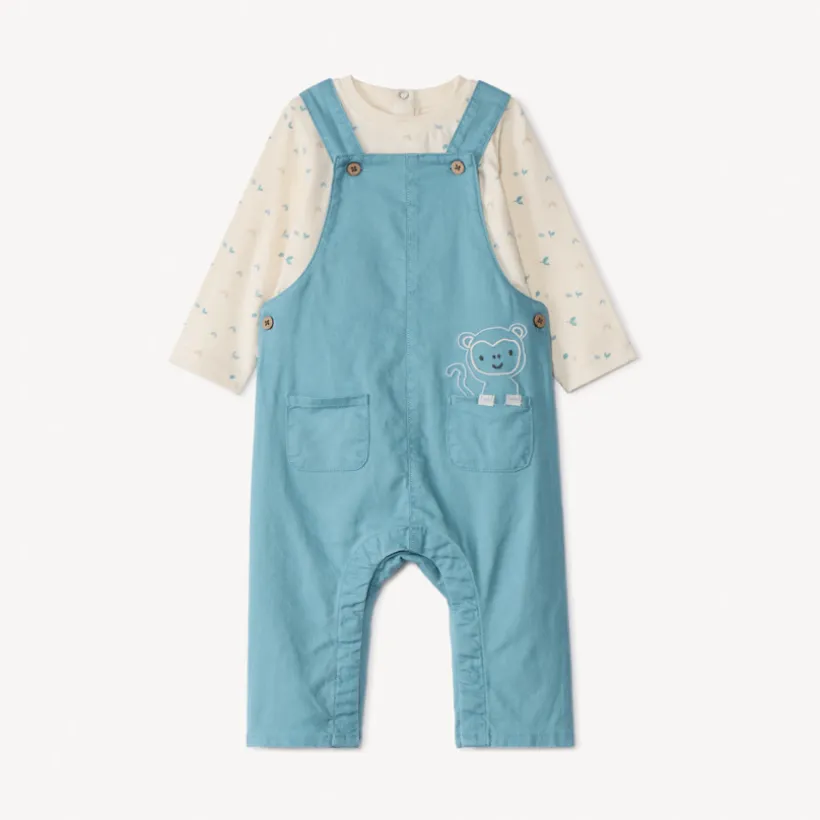 Set salopette uni met lange mouwen t-shirt voor babyjongens