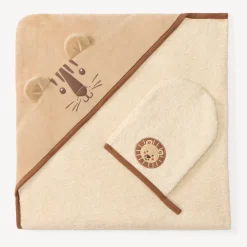 Set scheerhanddoek en handschoen met savanne dierenmotief