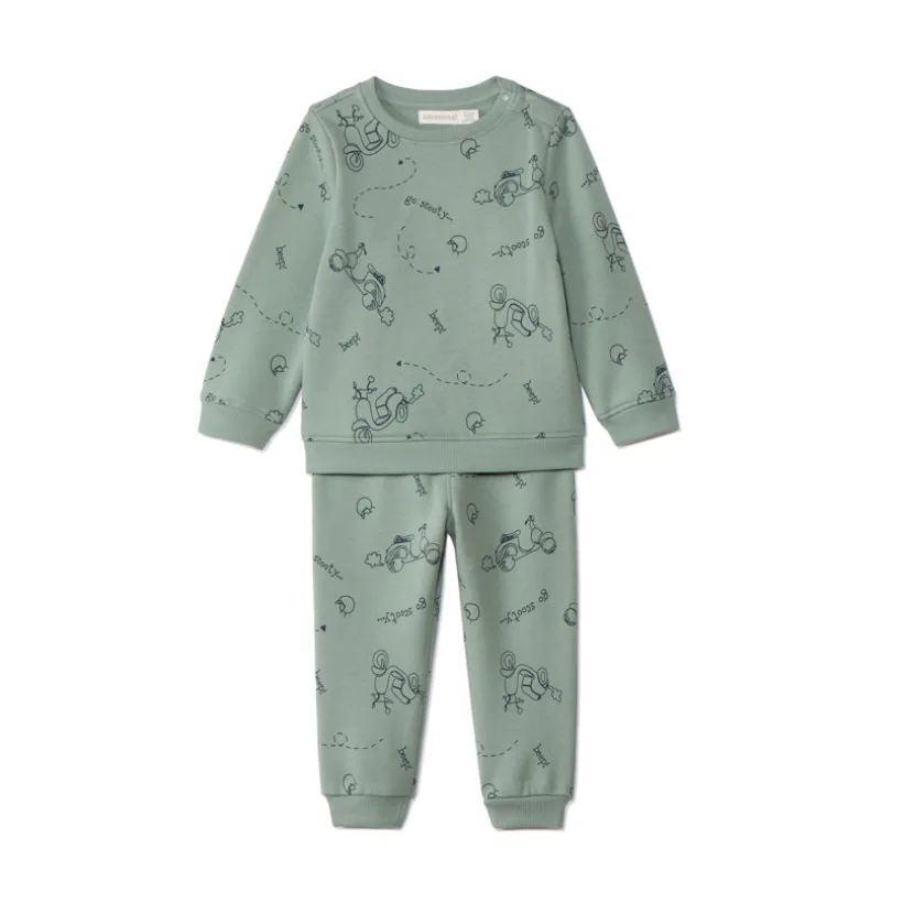 Set sweatshirt en jogging met Scoot-print voor babyjongen