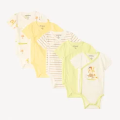 Set van 5 baby jongens rompers met fantasie safari-motieven (verschillende sluitingen afhankelijk van de leeftijd)