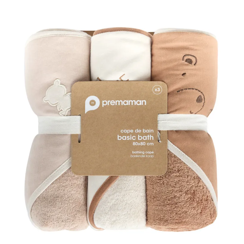 Set van 3 badcapes in beige/bruin.