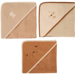 Set van 3 badcapes in beige/bruin.