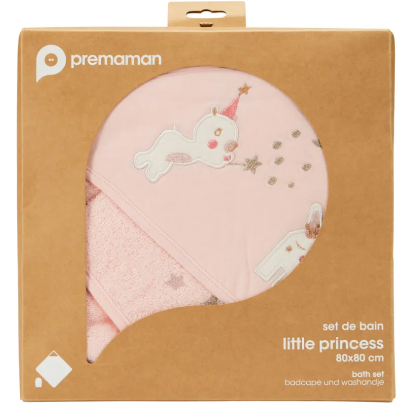 Set van badcape + washandje Little Princess