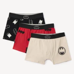 Set van 3 Batman Warner boxershorts jongens zwart, rood en ecru met print